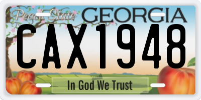 GA license plate CAX1948