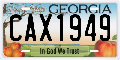 GA license plate CAX1949