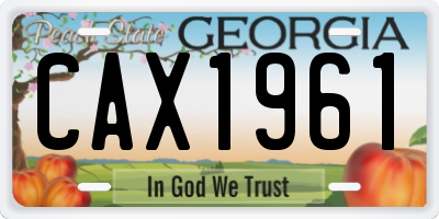 GA license plate CAX1961