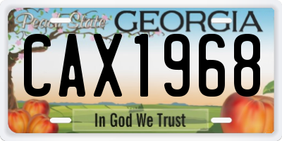 GA license plate CAX1968