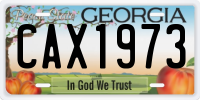 GA license plate CAX1973