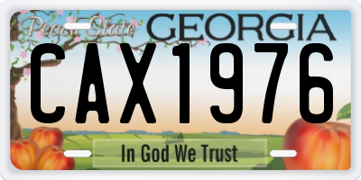 GA license plate CAX1976