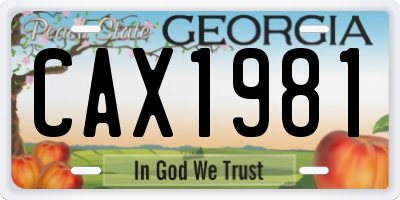 GA license plate CAX1981