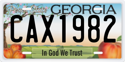 GA license plate CAX1982