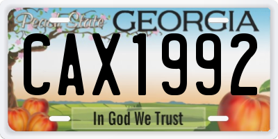GA license plate CAX1992