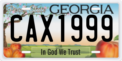 GA license plate CAX1999