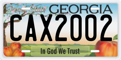 GA license plate CAX2002