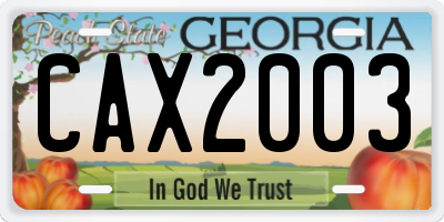 GA license plate CAX2003