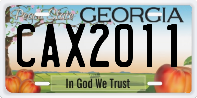 GA license plate CAX2011