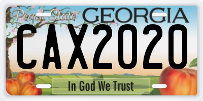 GA license plate CAX2020