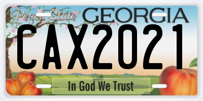 GA license plate CAX2021