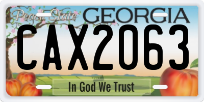 GA license plate CAX2063