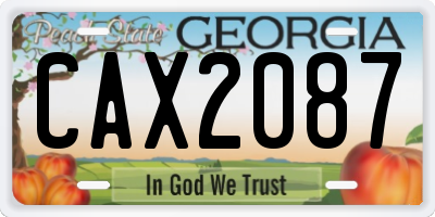 GA license plate CAX2087