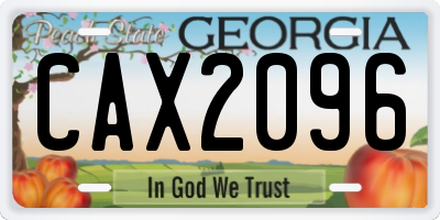 GA license plate CAX2096