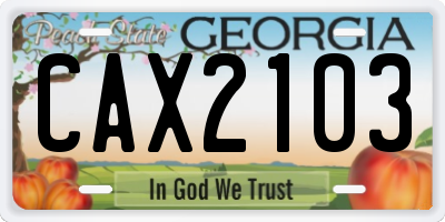 GA license plate CAX2103