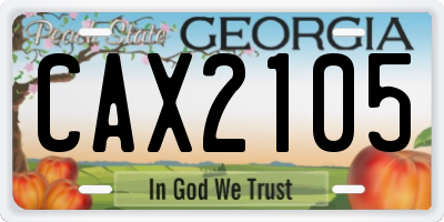 GA license plate CAX2105