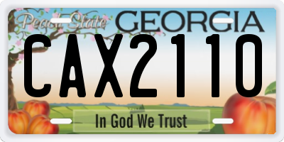 GA license plate CAX2110