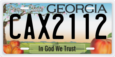 GA license plate CAX2112