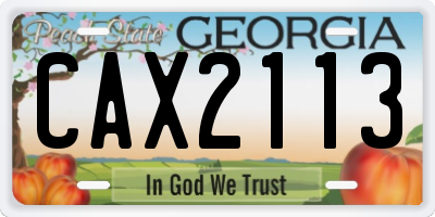 GA license plate CAX2113