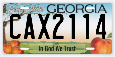 GA license plate CAX2114