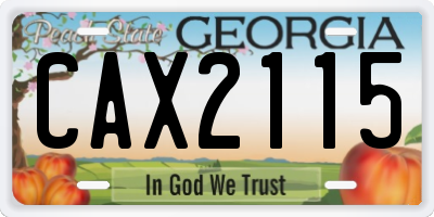 GA license plate CAX2115