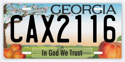 GA license plate CAX2116