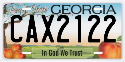 GA license plate CAX2122