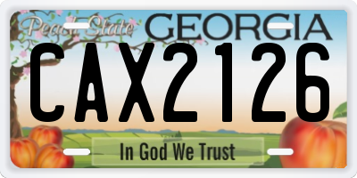 GA license plate CAX2126