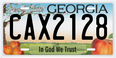 GA license plate CAX2128
