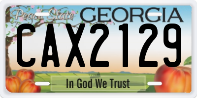 GA license plate CAX2129
