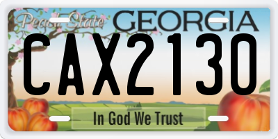 GA license plate CAX2130