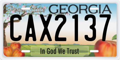 GA license plate CAX2137