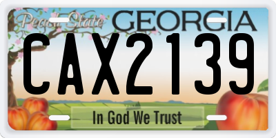 GA license plate CAX2139