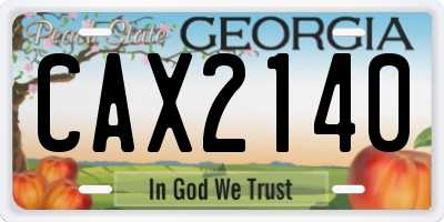 GA license plate CAX2140