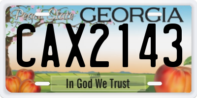 GA license plate CAX2143