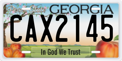 GA license plate CAX2145