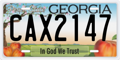 GA license plate CAX2147