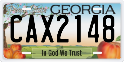 GA license plate CAX2148