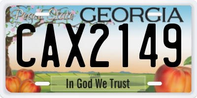 GA license plate CAX2149