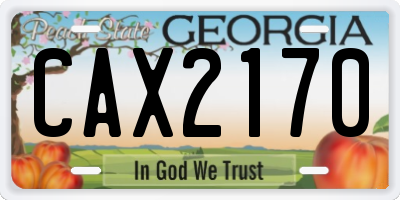 GA license plate CAX2170
