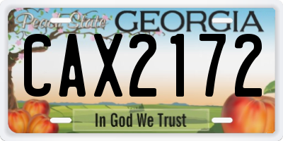GA license plate CAX2172