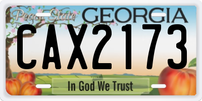 GA license plate CAX2173