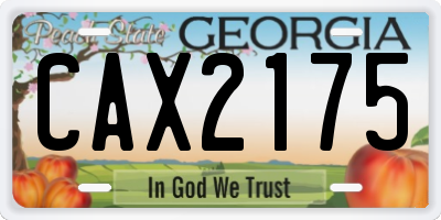 GA license plate CAX2175