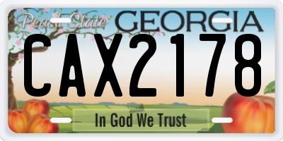 GA license plate CAX2178