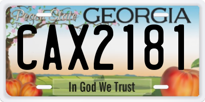 GA license plate CAX2181