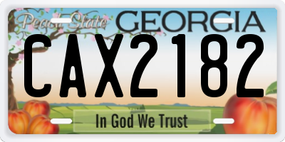 GA license plate CAX2182