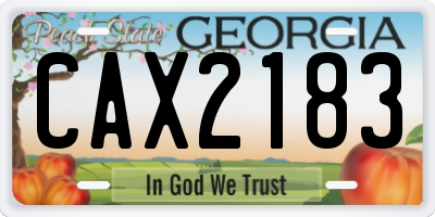 GA license plate CAX2183