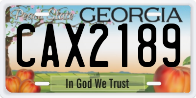 GA license plate CAX2189