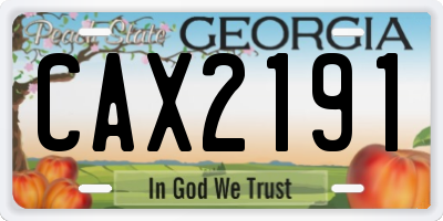GA license plate CAX2191