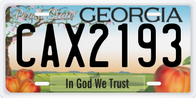 GA license plate CAX2193